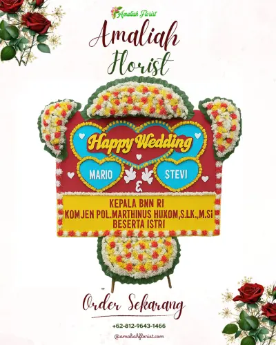 Karangan Papan Bunga Pernikahan di Simasom